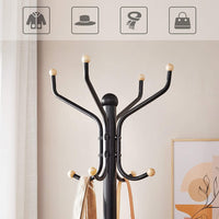 SONGMICS Metal Coat Rack 182 cm Tall Hall Tree Black RCR19B