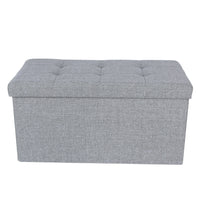 SONGMICS 76cm Folding Storage Ottoman Bench Foot Rest Stool Light Gray