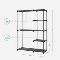 SONGMICS Portable Closet Wardrobe with 2 Hanging Rods Black