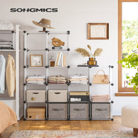 SONGMICS 16 Cube Storage Organizer Storage with Rubber Mallet White