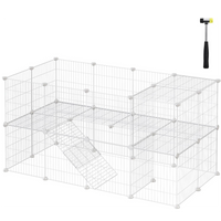 SONGMICS Metal Wire Two-Story Pet Playpen with Zip Ties White