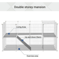 SONGMICS Metal Wire Two-Story Pet Playpen with Zip Ties White