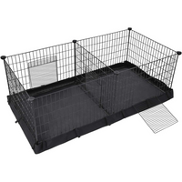 SONGMICS 3 Doors Pet Playpen with Divider Panel and Floor Mat Black