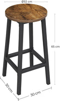 VASAGLE Set of 2 Bar Chairs Kitchen Chairs Industrial Style Rustic Brown