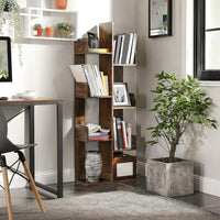 VASAGLE Tree-Shaped Bookcase with 8 Storage Shelves Rounded Corners Rustic Brown