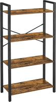 VASAGLE 4-Tier Bookshelf Storage Rack with Steel Frame for Living Room Office Study Hallway Industrial Style Rustic Brown and Black