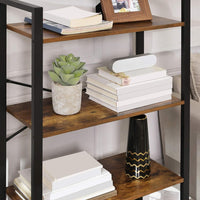 VASAGLE 4-Tier Bookshelf Storage Rack with Steel Frame for Living Room Office Study Hallway Industrial Style Rustic Brown and Black