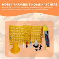 Rooster Farms Electric 112 Egg Incubator + Accessories for Chicken Quail Duck