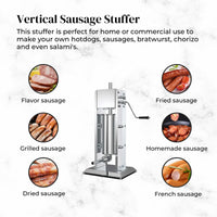 5L Manual Vertical Sausage Filler - Stainless Stuffer Meat Press Machine