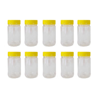 10x 500g Plastic Honey Jars + Lids - Round Clear Food Grade Packaging Containers