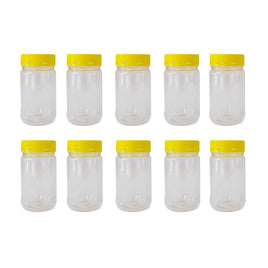 10x 500g Plastic Honey Jars + Lids - Round Clear Food Grade Packaging Containers