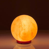 12V 12W 6.5" Ball Himalayan Pink Salt Lamp Carved Rock Crystal Light Bulb On/Off
