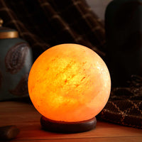 12V 12W 6.5" Ball Himalayan Pink Salt Lamp Carved Rock Crystal Light Bulb On/Off