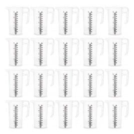 20x 1L Measuring Jug Heavy Duty Clear Plastic Propylene Food Grade BPA 5 Pro-Jug