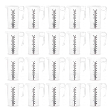 20x 1L Measuring Jug Heavy Duty Clear Plastic Propylene Food Grade BPA 5 Pro-Jug