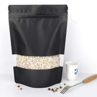 400 Resealable Mylar Stand Up Bags 29.5x22cm - Black Food Packaging Zip Pouch