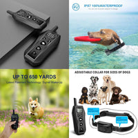 Dog Bark Collar - 2x 600m Range Receivers Vibration IPX7 Waterproof Training Aid