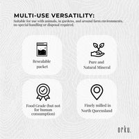 Orku 2Kg Fossil Shell Flour - Livestock Garden Pet Diatomaceous Earth