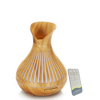 Essential Oil Aroma Diffuser and Remote - 500ml Tulip Top Wood Mist Humidifier