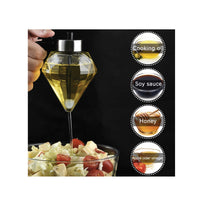 200ml Oil Honey Dispenser - Syrup Sauce Glass Pourer - Diamond Pot and Stand