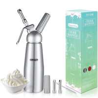 Cream Whipper Dispenser 250ml + 50x NO2 Chargers - Aluminium Canister + Nozzles