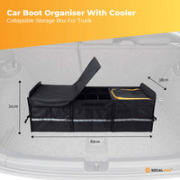 Social Hike Car Boot Organiser With Cooler - Collapsible Storage Box For Trunk