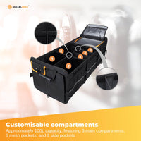 Social Hike Car Boot Organiser With Cooler - Collapsible Storage Box For Trunk