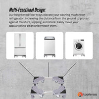 Tooleroo Adjustable Appliance Base Stand for Washing Machine with Locking Wheels