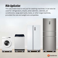 Tooleroo Adjustable Appliance Base Stand for Washing Machine with Locking Wheels