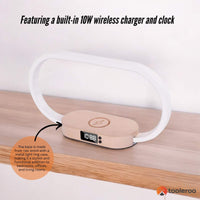 Wireless Phone Charger Table Lamp - USB Port Charging Bedside Light With Clock