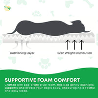 Rooster Farms Supportive Dog Bed XL Grey - Egg Crate Foam Waterproof Mattress