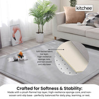 Kitchee Kids Foam Floor Play Mat 150x200cm – Padded Thick Soft Tatami Style Grey