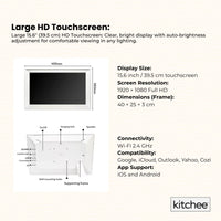 Kitchee Digital Calendar Smart Family Planner - 39.5cm Touchscreen Display White