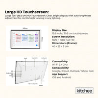 Kitchee Digital Calendar Smart Family Planner - 39.5cm Touchscreen Display Black