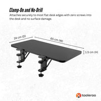 Tooleroo Folding Tray Desk Extender - Clamp-On Table Extension Shelf Black