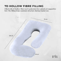 Orku Maternity Pregnancy Pillow - J-Shape Full Length for Side Sleepers Grey