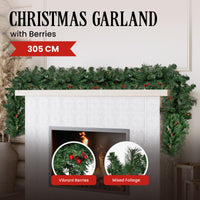 Christabelle 3.05m Christmas Garland with Berries Pine Tree Decoration Ornament