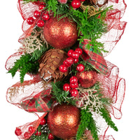 Christabelle 1m Christmas Garland with Red Berries & Pine Cones Baubles Berries Tree Decoration Ornament Red Green