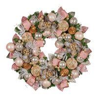 Christabelle 71cm Christmas Wreath Lush Pink Front Door Decoration Jewelled Baubles Flowers Pine Cones Ribbons Ornaments