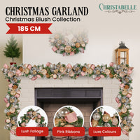 Christabelle Premium 1.8m Christmas Garland Jewelled Baubles & Berries Tree Decoration Ornament Pink Silver Gold