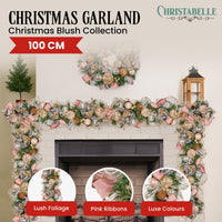 Christabelle Premium 100cm Christmas Garland Jewelled Baubles & Berries Tree Decoration Ornament Pink Silver Gold