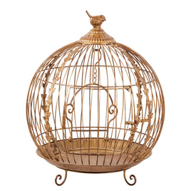 Christabelle Antique Gold Metal Art Iron Wrought Material Bird Cage Display Christmas Decor