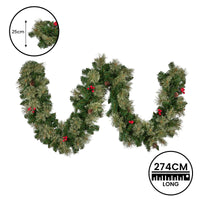 Christabelle 2.74m Christmas Garland with LED Lights Berries Pine Cones Multicolour Tree Decoration Ornament
