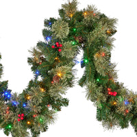 Christabelle 2.74m Christmas Garland with LED Lights Berries Pine Cones Multicolour Tree Decoration Ornament