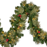 Christabelle 2.74m Christmas Garland with LED Lights Berries Pine Cones Multicolour Tree Decoration Ornament