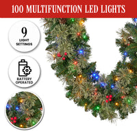 Christabelle 2.74m Christmas Garland with LED Lights Berries Pine Cones Multicolour Tree Decoration Ornament