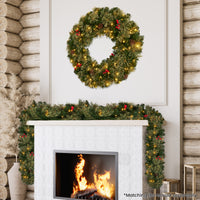 Christabelle 2.74m Christmas Garland with LED Lights Berries Pine Cones Multicolour Tree Decoration Ornament