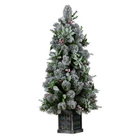 Swishmas Snowy Crown Pine Potted Christmas Tree 1.2m Multicolour Pre-Lit with Snowball Lights