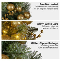 Christabelle 2.7m Christmas Garland with Gold Baubles and LED Lights Mantle Decoration Ornament