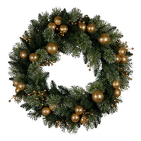 Christabelle 61cm Battery-operated Christmas Wreath Glittery Gold Pine